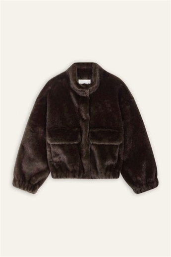 Ba&sh, Paros faux fur jacket, Chocolat